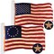 G128 Combo Pack: American USA Tea-Stained Flag 2x3 Ft & Betsy Ross Tea-Stained Flag 2x3 Ft | Both ToughWeave Pro Series Embroidered 420D Polyester, Embroidered Design, Brass Grommets